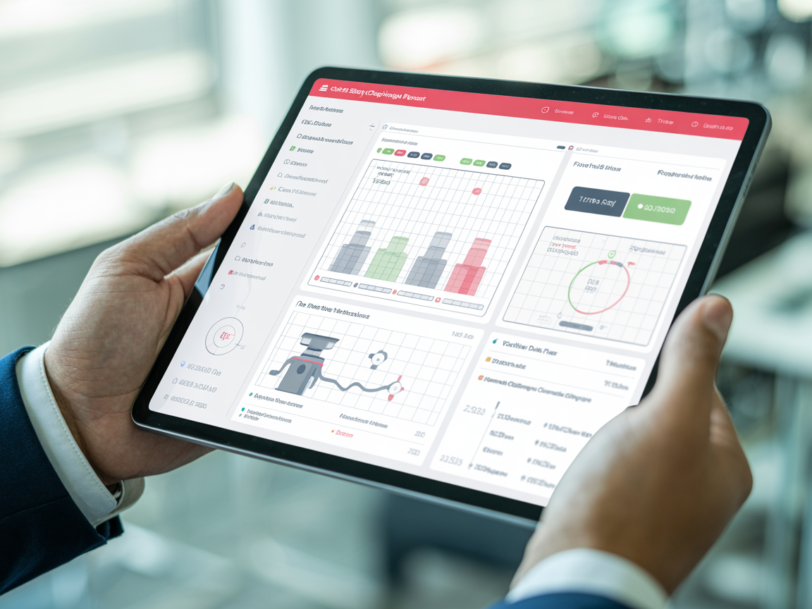 Dashboard digital com relatórios de conformidade contra incêndio